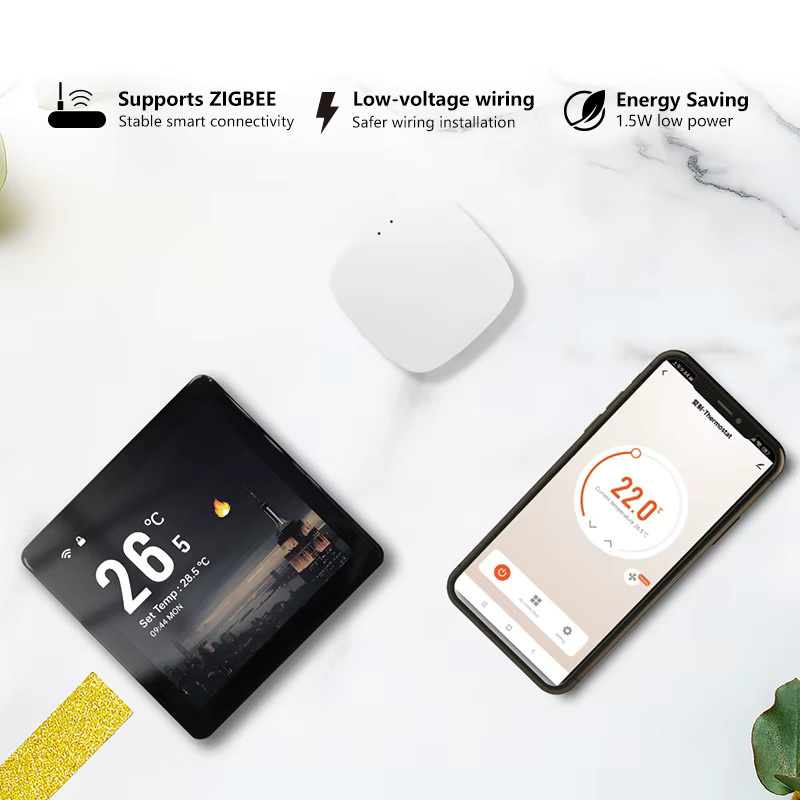 Wenzhi ZigBee VRF Zentrale Klimaanlage Thermostat mit Tuya Smart Life App-Steuerung, Digitaler Temperaturregler in Schwarz - Bild 5