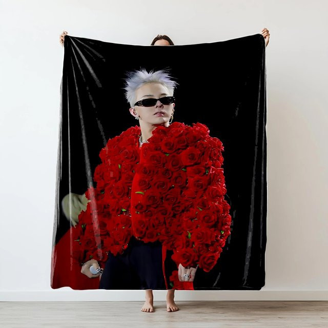 Annier BIGBANG GDRAGON Flanellmuster-Kuscheldecke aus Polyester, Schwarz/Weiß, Breite: 75 cm, Länge: 100 cm - Bild 1