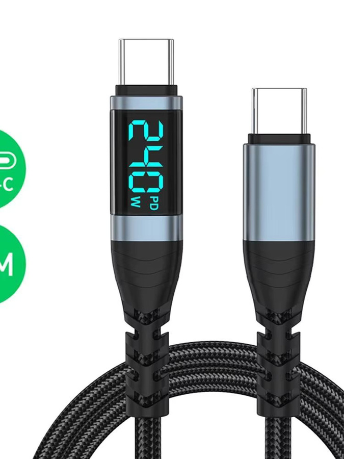 VBNM USB-C zu USB-C Ladekabel mit Digitalanzeige, 240W Schnellladekabel für iPhone 15 16 17, Samsung S26, Huawei und Xiaomi, Schwarz - Bild 7