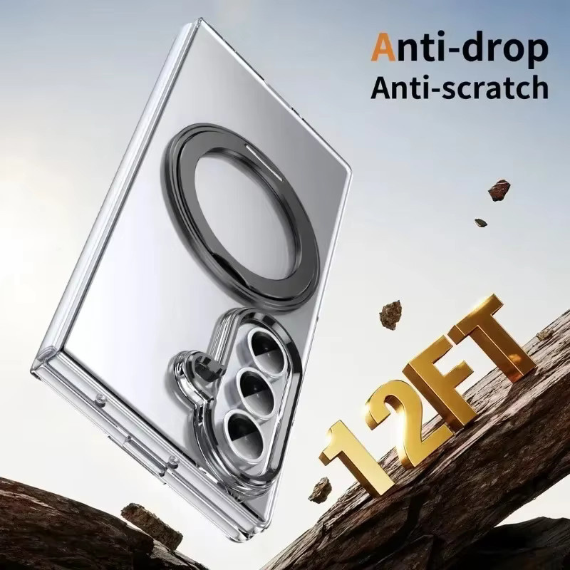 Magnetische transparente Schutzhülle mit drehbarer Halterung und Bildschirmfolie für Samsung Galaxy Z Fold 7, 6, 5, 4, 3 5G in Purple - Bild 5