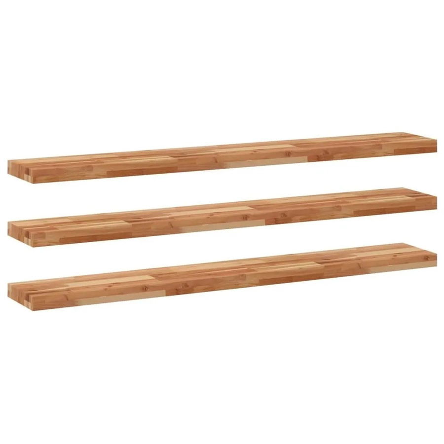 3er Set vidaXL Schweberegale aus Massivholz Akazie, Ölbehandelt, Braun, B: 120 cm, T: 20 cm, H: 4 cm - Bild 2