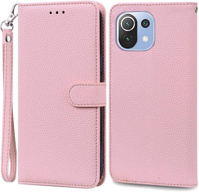 Leder-Brieftasche Klapphülle für Xiaomi Mi 11 Lite 5G in Pink - Bild 1