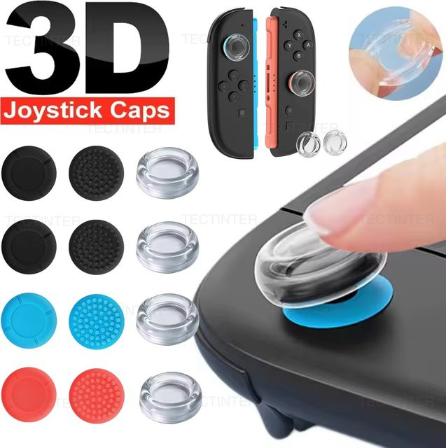 TECTINTER Silikon-Daumengriffe für Nintendo Switch 2, PS5, PS4 und XBOX, Transparente Analog-Stick-Kappen Zubehör, 2/4 Stück - Bild 1