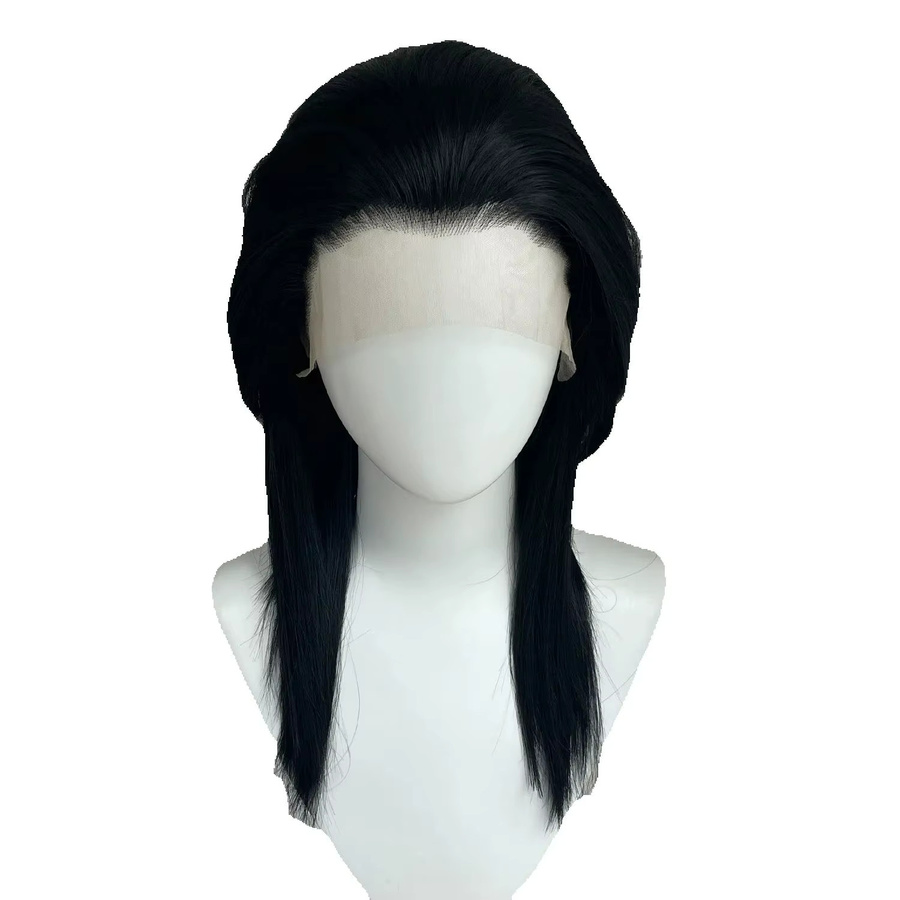 Artjosy Mullet Rocker Cosplay-Perücke, schulterlanges Kunsthaar, schwarz, Herren - Bild 5
