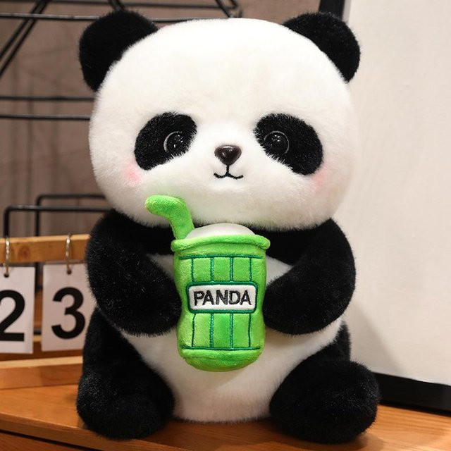 Milchtee-Panda-Puppe Plüschtier, schwarz und weiß - Bild 1