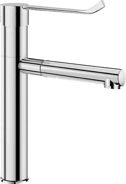 Delabie Einhebelmischer BIOCLIP mit Schwenkauslauf und Hygienehebel in Chrom, 2 Edelstahlausläufe, Höhe: 18,0 cm, Länge: 18,5 cm - Bild 1