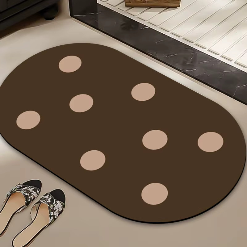 VIKAMA Kieselgur Badezimmermatte in Braun, ovale und rutschfeste Küchenmatte, maschinenwaschbar, B/T: 60 x 40 cm - Bild 1