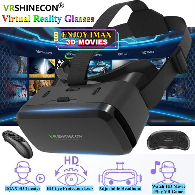 VR SHINECON Virtual Reality Brille in Schwarz für Smartphones mit 3D-Film-Funktion und Joystick-Unterstützung - Bild 1