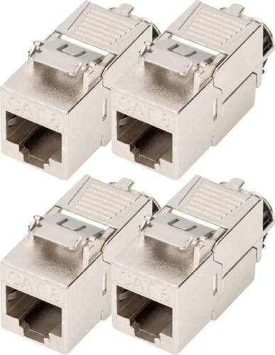 Digitus RJ45-Einbaumodul Keystone CAT 8.1 Ethernet LAN 4er-Set in Silber - Bild 1
