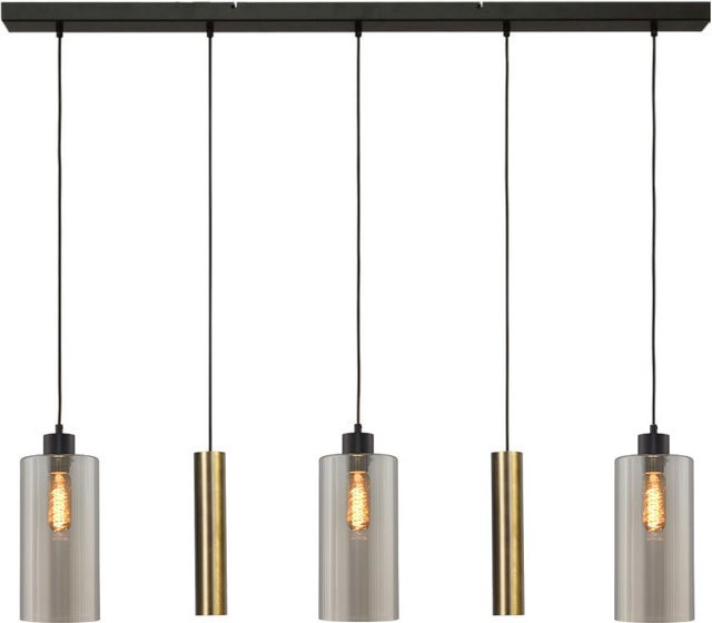 Masterlight Ortona 3/2 Pendelleuchte 5-flammig mit Glas in Messing antik und Schwarz matt - Bild 1