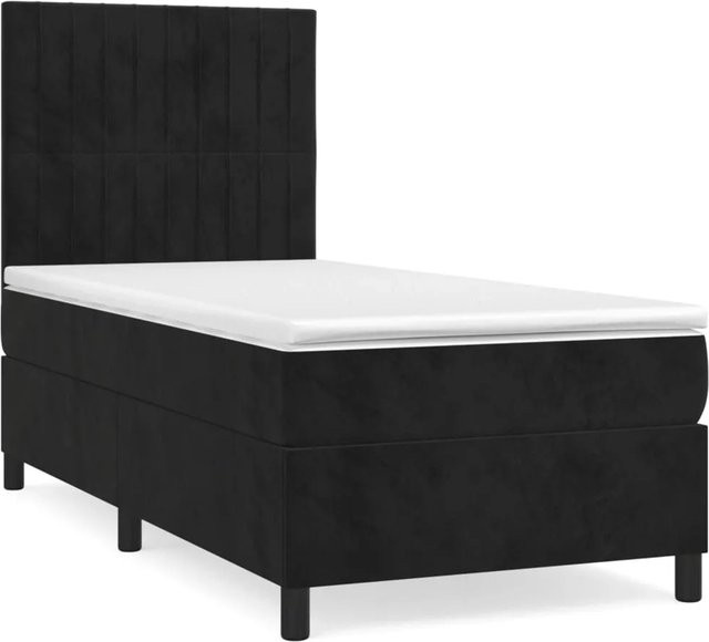 vidaXL Boxspringbett mit Matratze Hybrid-Design in Schwarz aus Samt, B/T/H: 90 x 190 x 118 cm - Bild 1
