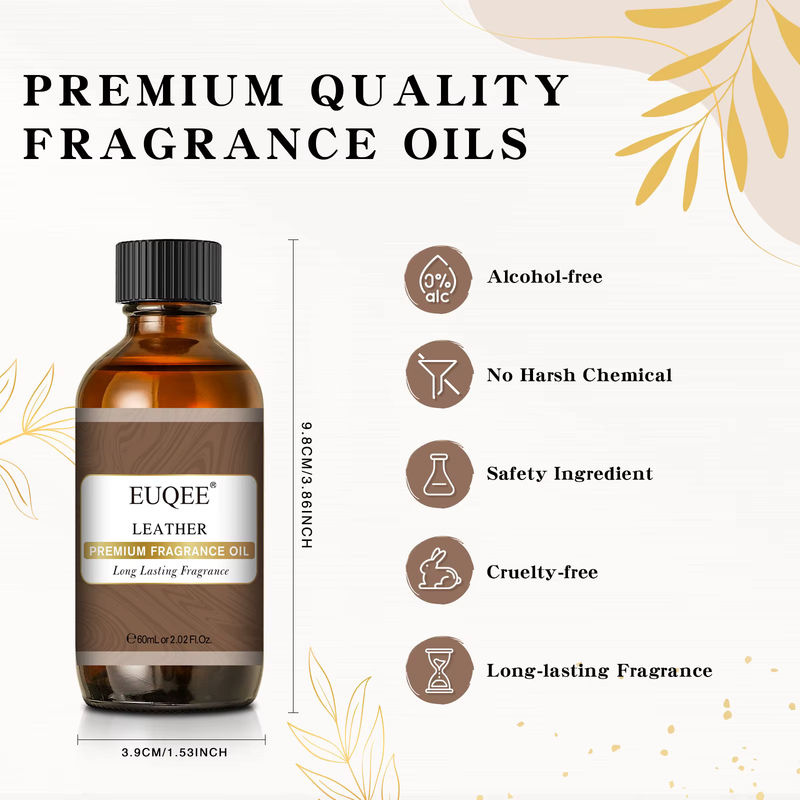 EUQEE Herren-Duftöle für Autodiffusion mit Glastropfer, 60 ml, verschiedene Aromen wie Leder, Drachen, Blut, Wald, Kiefer und Schokolade, Farbe: Braun - Bild 3
