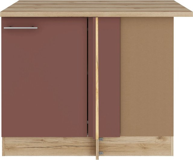 OPTIFIT Bari407 Küchen-Eck-Unterschrank in Rostrot mit modernem Design und melaminbeschichteter Qualitätsspanplatte, Breite: 110 cm - Bild 1