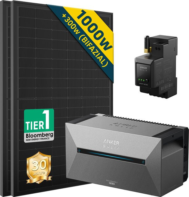 Anker SOLIX E1600 Pro 2 Balkonkraftwerk Komplettset mit 1000W und Speicher - Bild 1