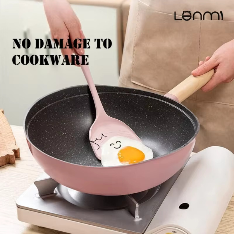 LANMI Silikon Spatel in Pink mit ergonomischem Griff, 30 cm Pfannkuchen-Flipper und Küchenutensilien-Set - Bild 2