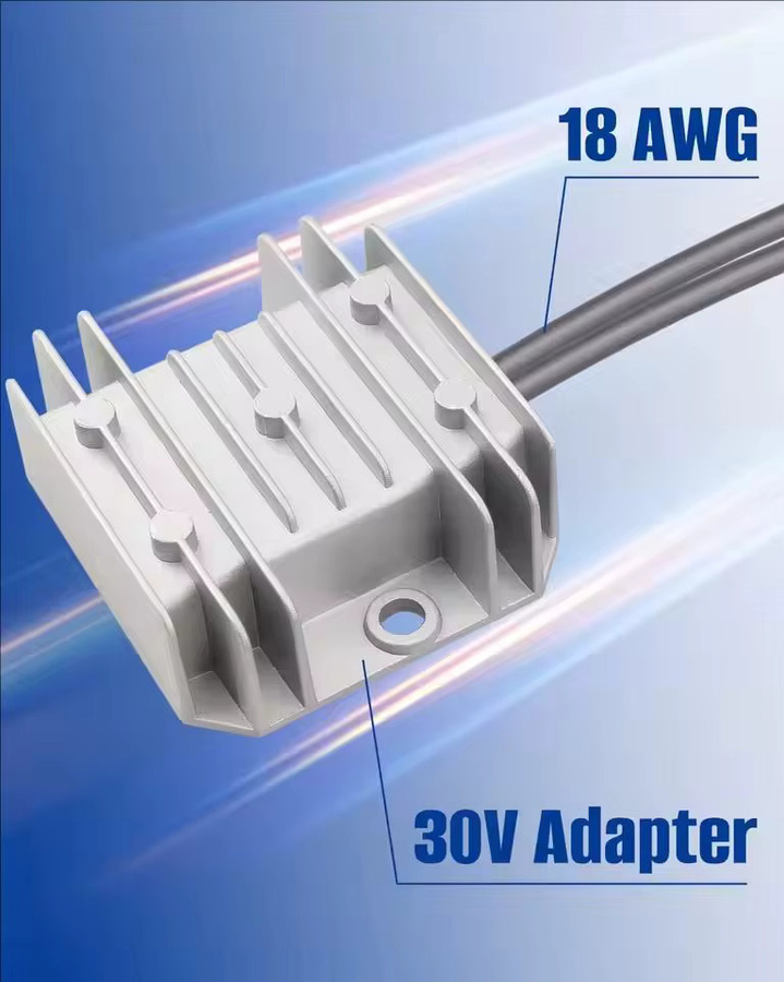 GYVRM 12-V-Netzteil mit Zigarettenanzünder-Stecker und Konverterkabel für 12-24 V auf 30 V, 3,5 A, DC 5,5 x 2,1 mm, Farbe: Silber - Bild 4