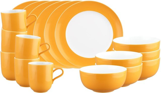 Seltmann Weiden Frühstücks-Set Liberty Pure Colors aus Porzellan in Orange, 18er Set - Bild 1