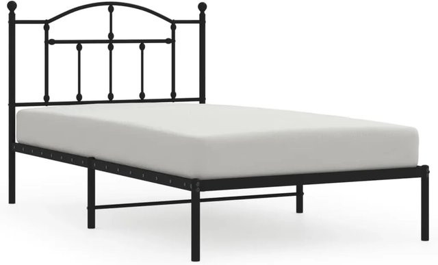 vidaXL Bettgestell aus Metall mit Kopfteil in Schwarz, B/T: 100 x 190 cm - Bild 1