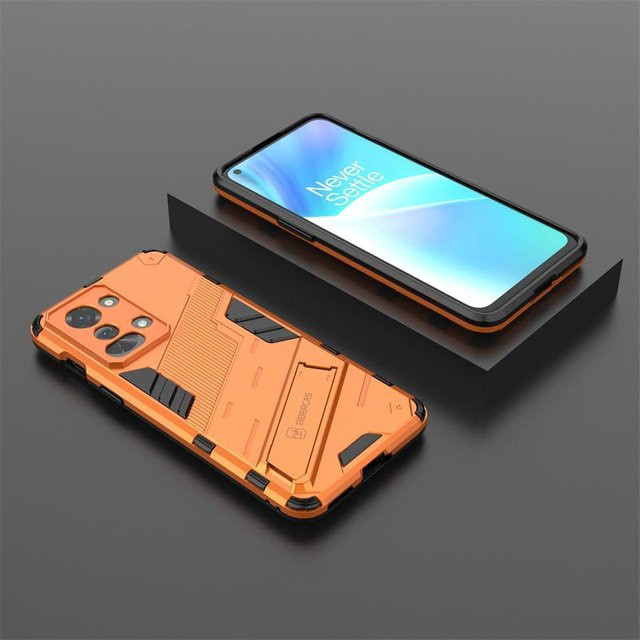 Stoßfeste OnePlus Nord 2T 5G Handyhülle mit Ständerhalter in Orange - Bild 1
