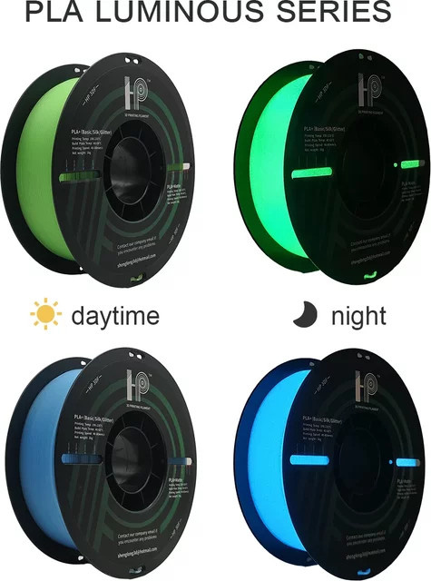 HP3DF 3D-Drucker-Filament PLA im Dunkeln leuchtend, 1,75 mm, 1 kg, Blau und Grün - Bild 1