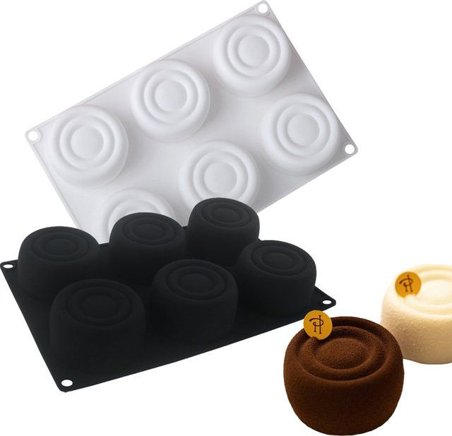 Meibum Silikonform für Mousse und Dessert mit 6 Kavitäten im internationalen Checkers-Design, weiß - Bild 1