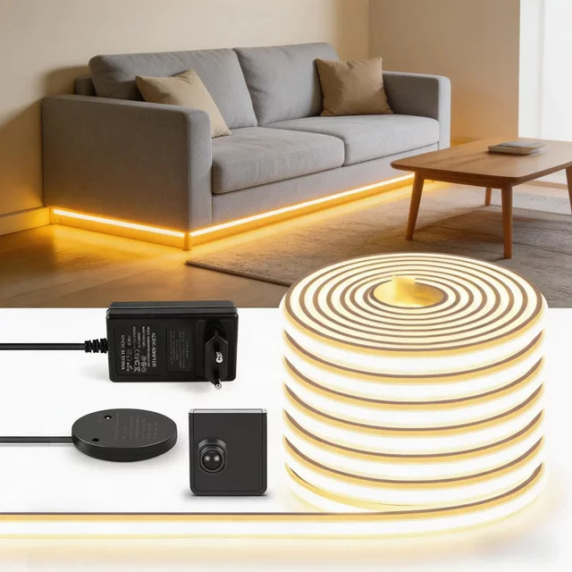 Gyarfas Drahtloser Smart COB LED-Streifen mit Bewegungssensor, Warmweiß, Schwarz, 110 Grad Erfassungswinkel - Bild 1