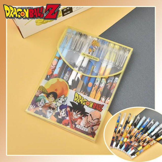 Bandai Dragon Ball Z Gel-Stifte im 12er-Set, Anime Cartoon Kugelschreiber mit 0,6 mm Spitze, Mehrfarbig - Bild 1