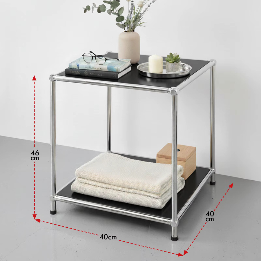 Floordirekt Metallregal Concept Epure MK 012 Standregal mit 2 Ablagen für Bad, Küche und Büro in Schwarz oder Weiß - Bild 3