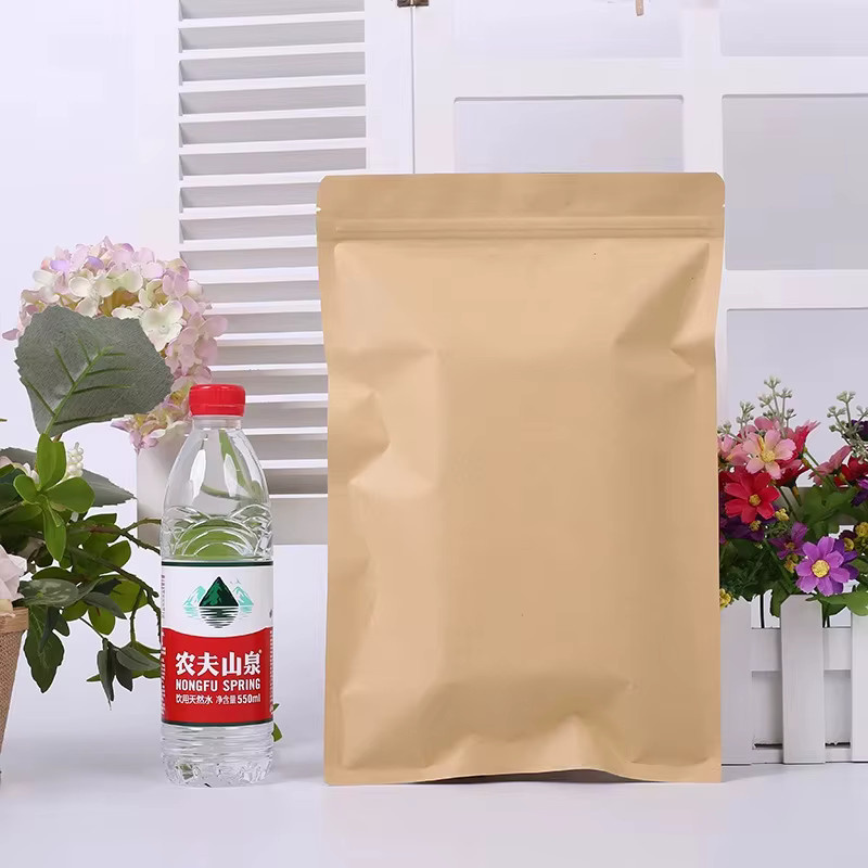 Braune Kraftpapier-Lebensmittelbeutel mit Aluminiumbeschichtung und flachem Boden, Reißverschluss und Heißsiegel-Funktion für Kaffee, Snacks und Geschenke, 20,0 g - Bild 4