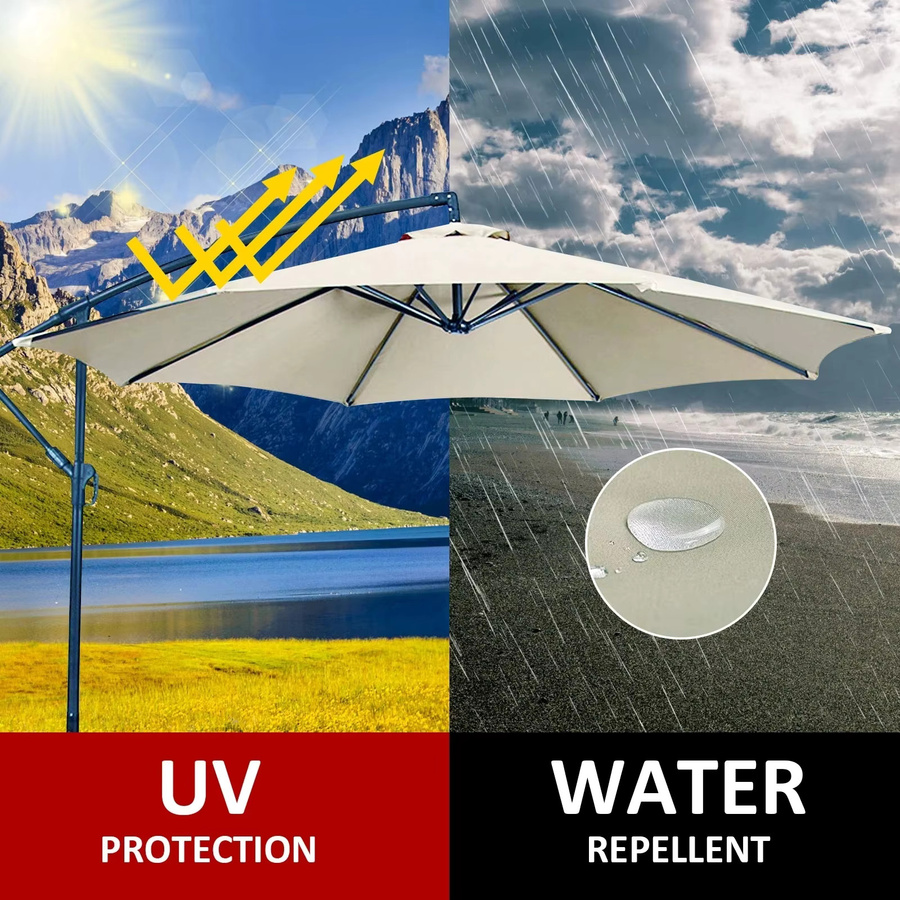 Rippbares Polyester-Sonnenschutztuch für den Außenbereich in Rot als Regenfestes Ersatztuch für Terrassenschirme - Bild 3