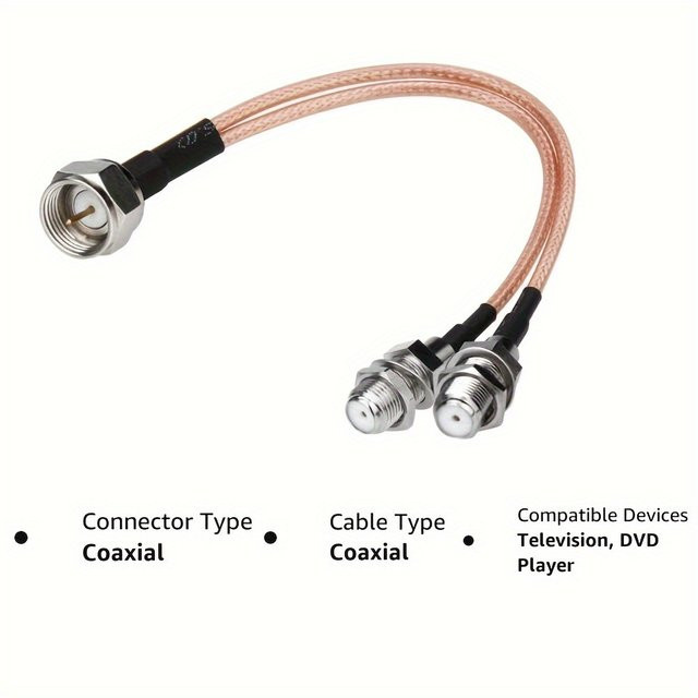 FRHY 3-Wege-Splitter-Kombinierer RG6 Koaxialkabel 75Ohm TV-Antenne mit F-Stecker auf F-Dual-Buchse in Silber - Bild 1