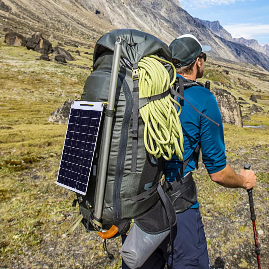 Soecopo 100W Tragbares Flexibles Solarpanel mit Doppel-USB-Anschlüssen in Schwarz für Camping und Outdoor - Bild 3