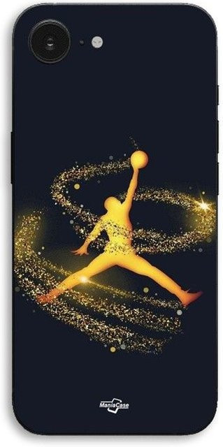Maniacase iPhone 17e Schutzhülle mit Jordan Logo in Schwarz und goldenem Glitzer-Effekt - Bild 1