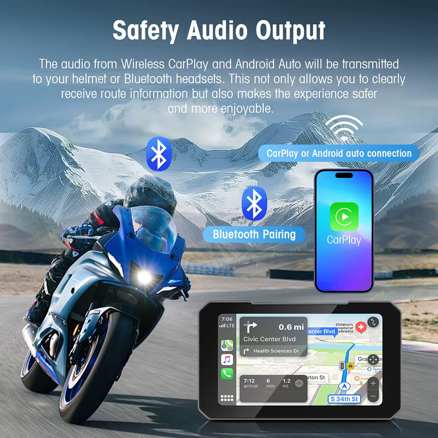 Tragbares 5-Zoll Motorrad-Display mit Android Auto und CarPlay für die Navigation in Schwarz - Bild 4