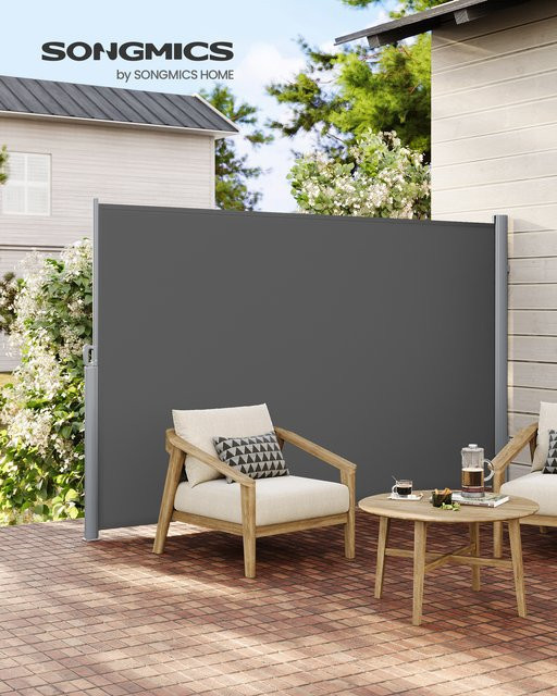 SONGMICS Alu-Seitenmarkise ausziehbar, grau, B/H: 180 x 350 cm - Bild 1