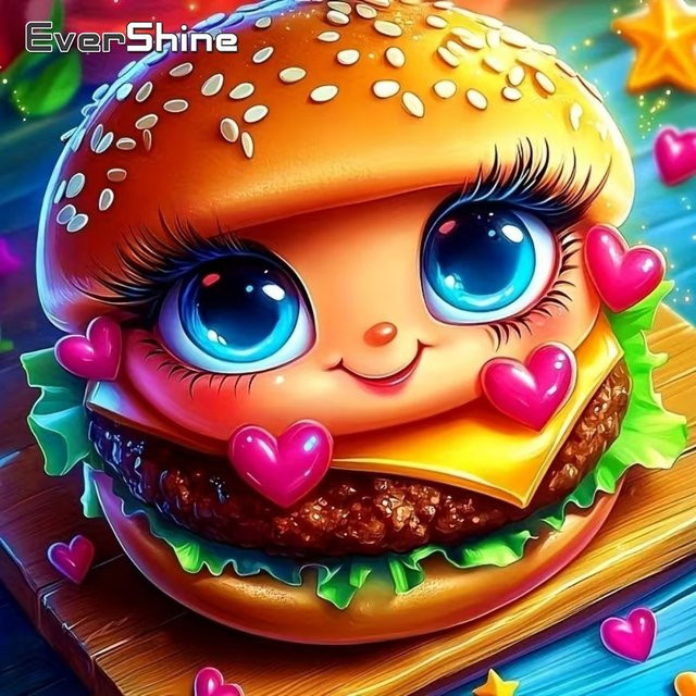 EverShine DIY Diamant-Mosaik Hamburger Lebensmittel-Gemälde, Strass-Set - Bild 1