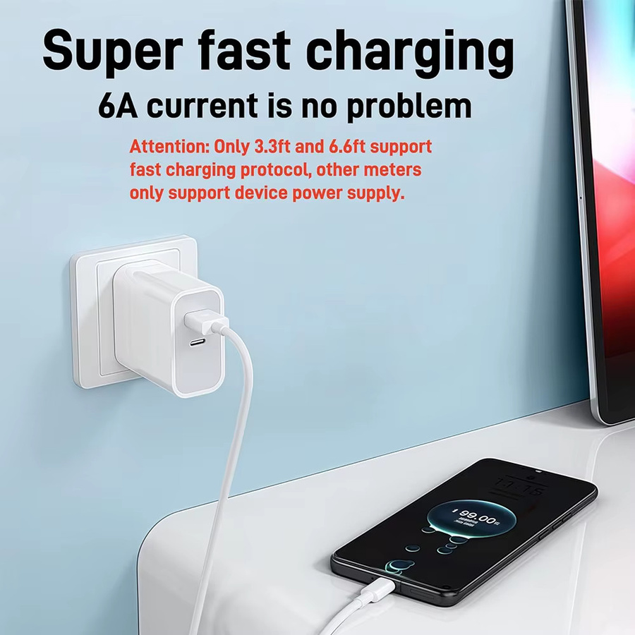 ToriTails USB-C Schnellladekabel in Weiß für Hochgeschwindigkeits-Dateiübertragung und Schnellladung von Smartphones - Bild 2