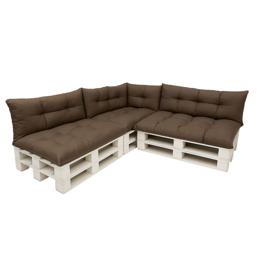 Setgarden Style 7er-Set Palettensofa Kissen für Outdoor in Braun mit abnehmbaren und waschbaren Bezügen, Sitzkissen B: 120 cm, T: 60 cm und Rückenkissen B: 120 cm, H: 40 cm - Bild 2