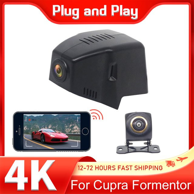 CARBAOHUI 4K Dash Cam Dual Dashcam mit WiFi und APP Steuerung für Cupra Formentor, Schwarz - Bild 1