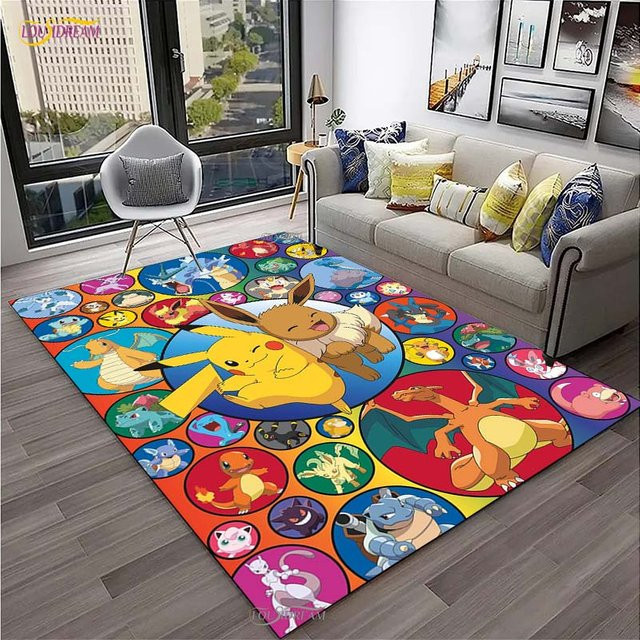 Miniso Pokemon Pikachu Rutschfeste Bodenmatte für Kinder, Teppich für Wohnzimmer, Schlafzimmer oder Küche, B/B: 120 x 160 cm - Bild 1