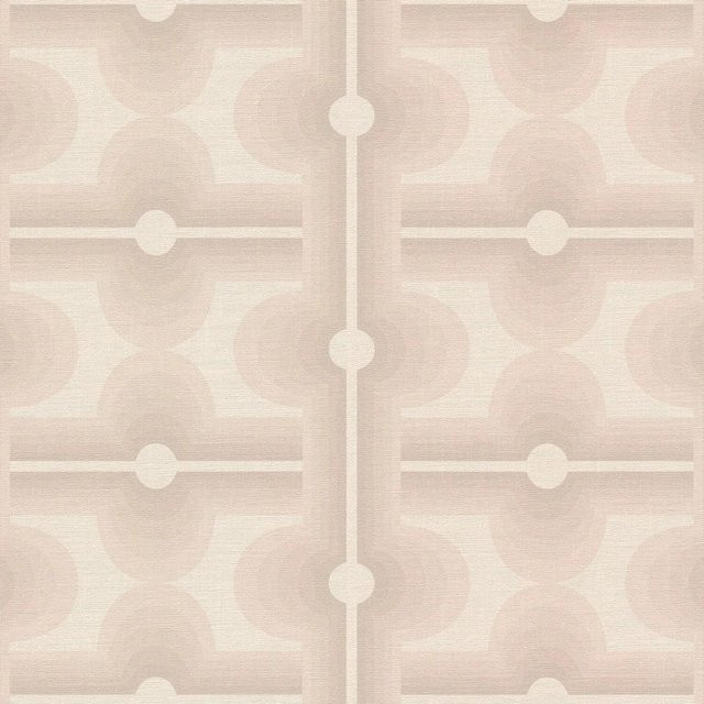 PROFHOME Retro Tapete Geometrisch in Beige, Grau und Creme-Weiß, Vlies, Breite: 0,53 m, Länge: 8,50 m - Bild 1