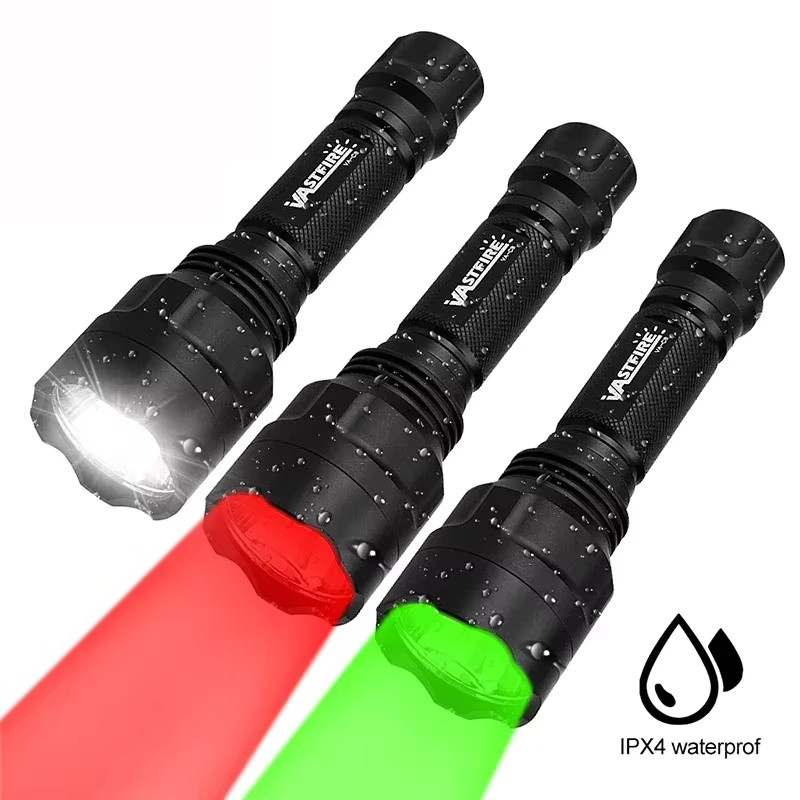 VASTFIRE LED-Taschenlampen-Set aus Aluminiumlegierung in Weiß, Grün und Rot für Outdoor, Camping und Angeln - Bild 2