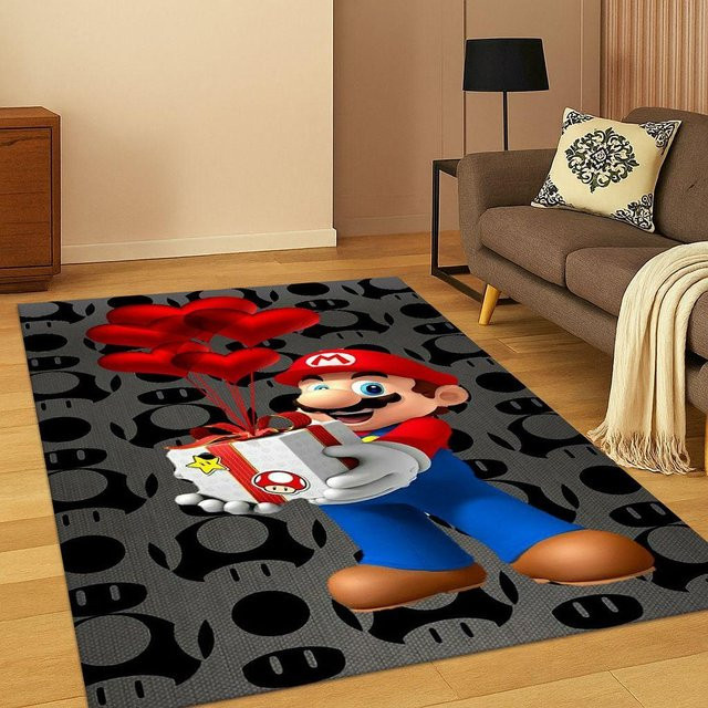 3D Super Mario Bros Kinder Teppich Rutschfest für Spielzimmer Wohnzimmer und Schlafzimmer, Multicolor, Breite: 40 cm, Tiefe: 60 cm - Bild 1