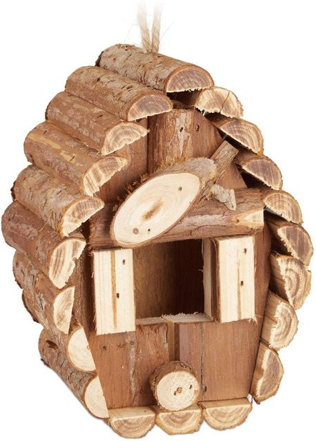 Relaxdays Vogelhaus aus Holz in Braun zum Aufhängen, B/T/H: 24,5 x 11 x 8 cm - Bild 1