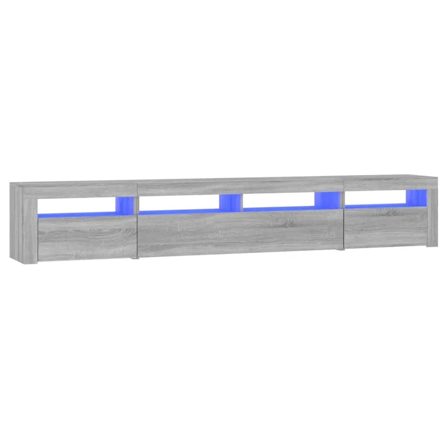 vidaXL TV-Schrank mit LED-Leuchten in Grau Sonoma, B/T/H: 240 x 35 x 40 cm - Bild 2