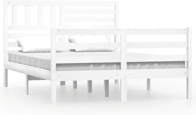 vidaXL Massivholzbett aus Kiefer in Weiß, rustikales Bett B/T/H: 120 x 190 cm - Bild 1