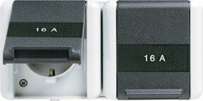 Jung SCHUKO-Steckdose 2-fach IP44 in Weiß 8220 KINAW - Bild 1