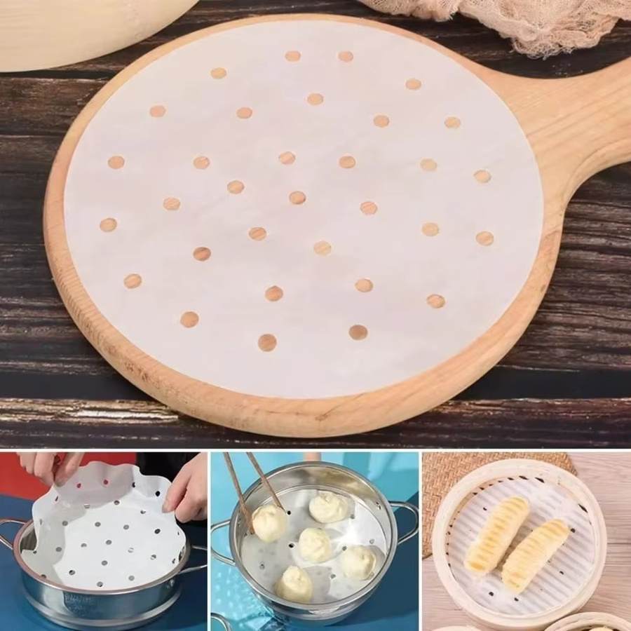 100 Stück Einweg Backpapier für Brötchen und Gebäck, rund, weiß - Bild 4