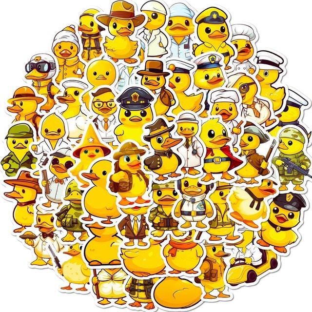 50er Set Kleine Gelbe Ente Cartoon Graffiti-Aufkleber - Bild 1