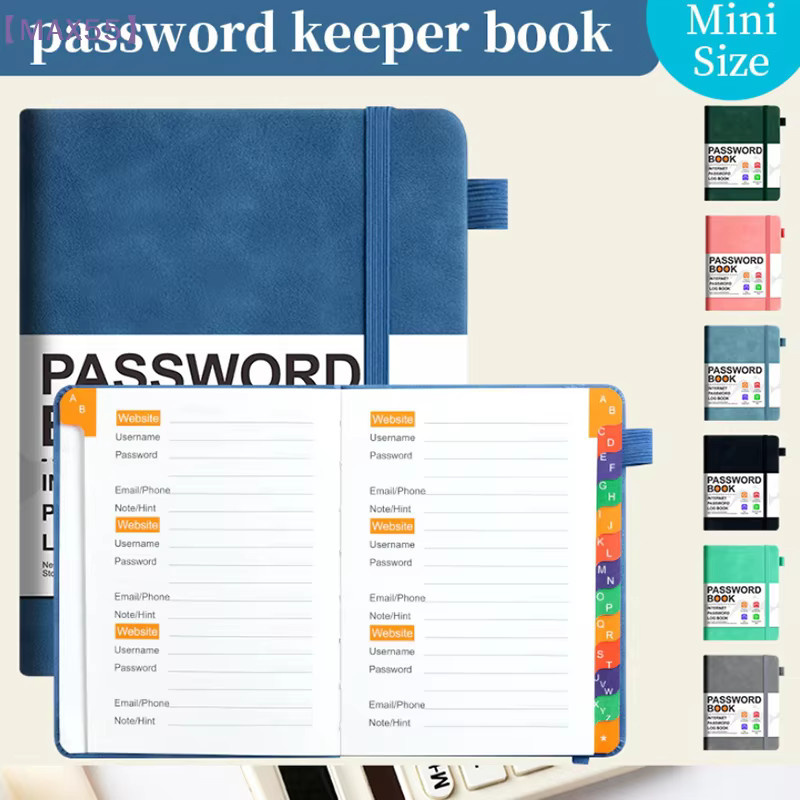MAX-55 Passwort-Organizer Buch in Grau mit alphabetischen Registerkarten und Hardcover aus Kunstleder - Bild 3